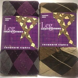 Leg Impression Women Jacquard Plus Size Queen Size  Footed Tights